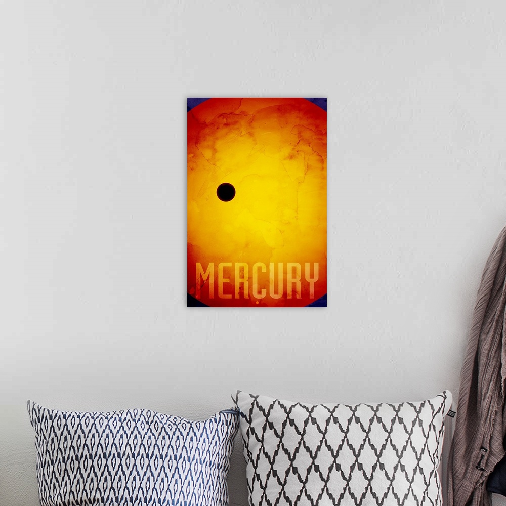 A bohemian room featuring The Planet Mercury, number 1 in a set of 9 prints featuring the planets of our Solar System. Merc...