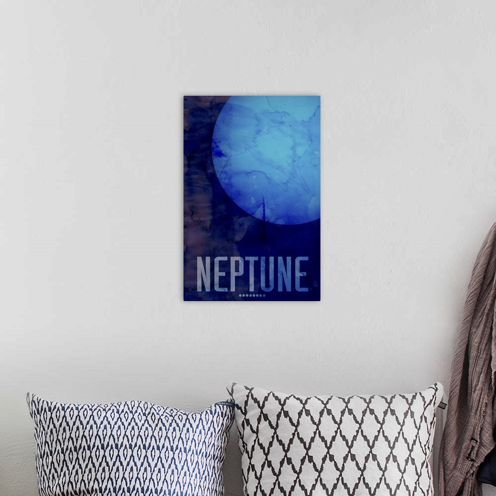 A bohemian room featuring The Planet Neptune, number 8 in a set of 9 prints featuring the planets of our Solar System. Nept...