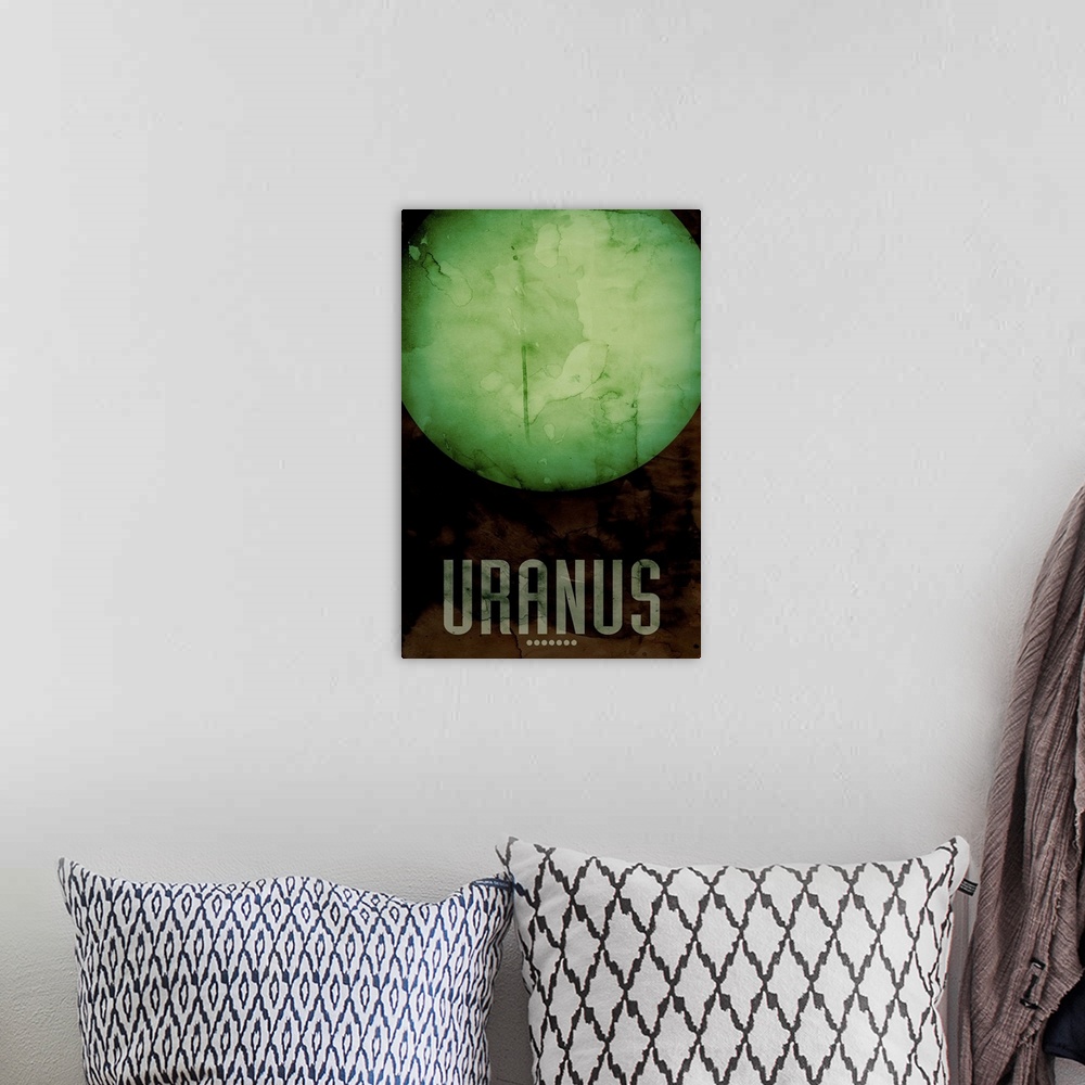 A bohemian room featuring The Planet Uranus, number 7 in a set of 9 prints featuring the planets of our Solar System. Uranu...