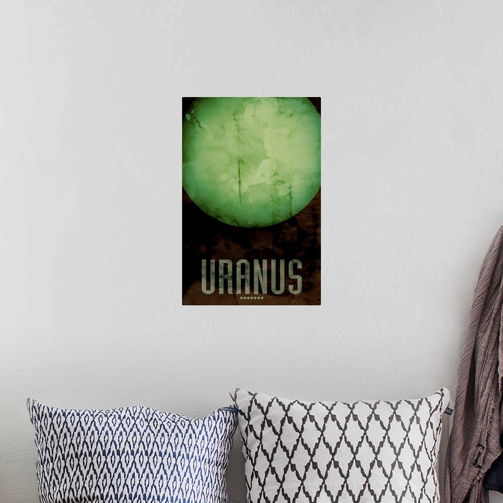 A bohemian room featuring The Planet Uranus, number 7 in a set of 9 prints featuring the planets of our Solar System. Uranu...