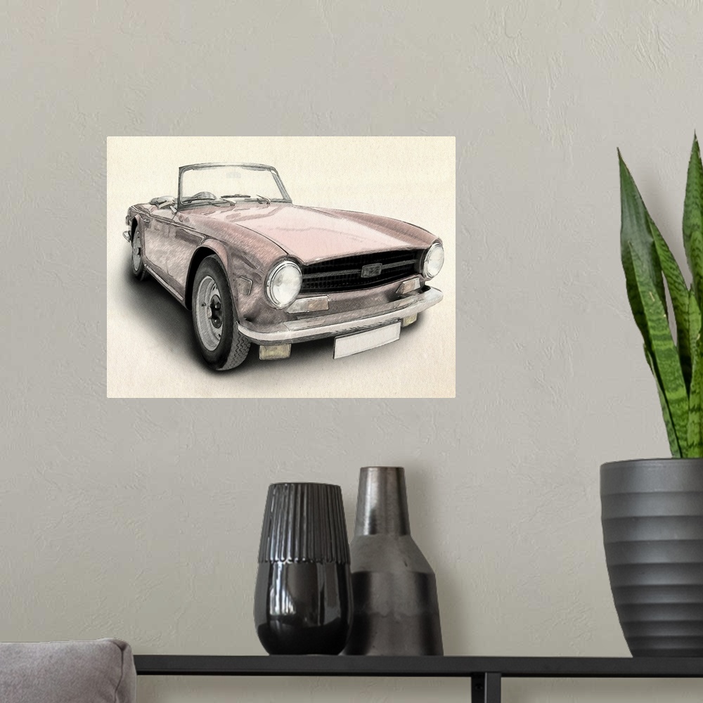 A modern room featuring The Triumph TR6 was a British six-cylinder sports car, firstintroduced in 1969, and the best-sell...