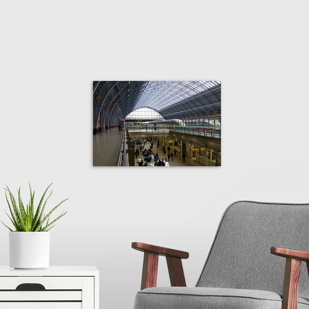 A modern room featuring King's Cross, St. Pancras Station, London, UK.
