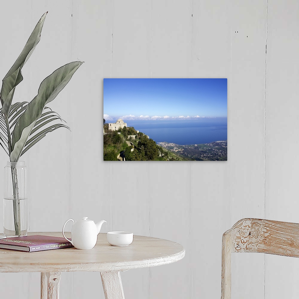 A farmhouse room featuring Mediterranean Sea view from the village of Erice, Sicily, Italy.