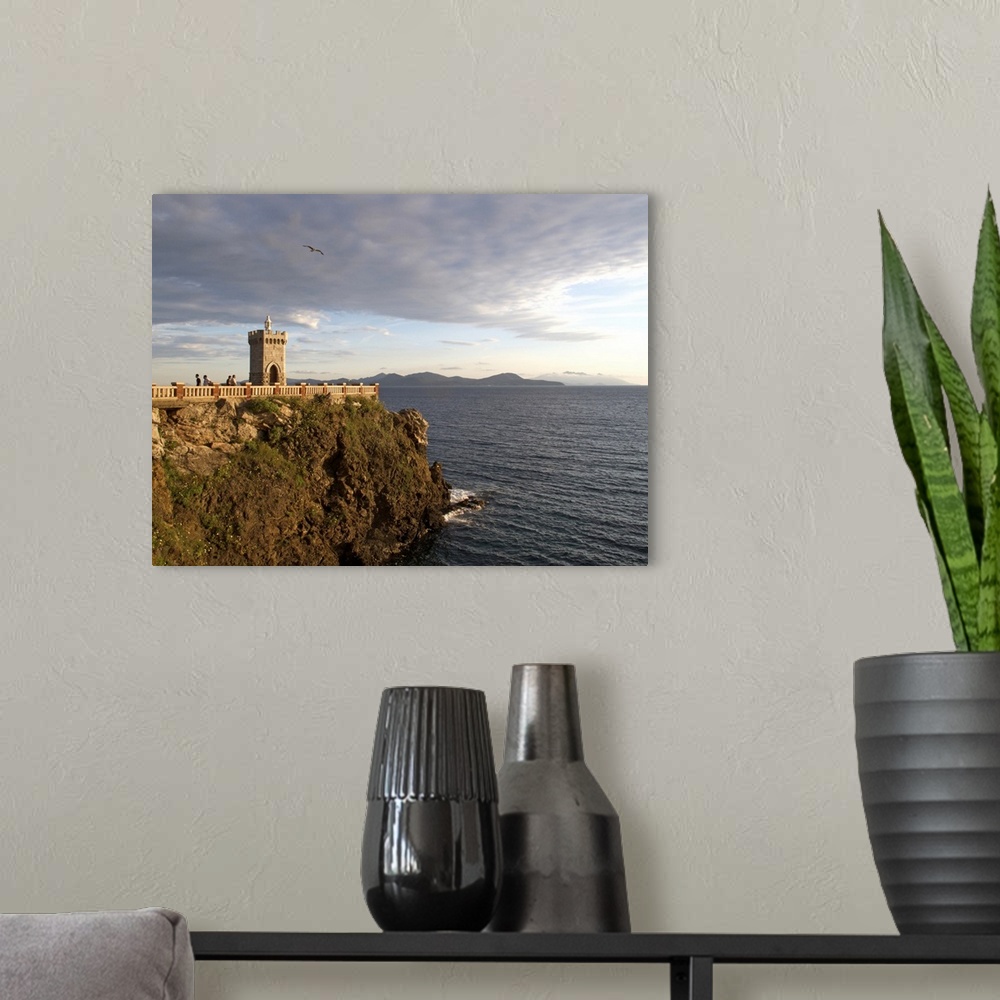 A modern room featuring Piombino, Tuscany, Italy.  View from Piazza Bovio in old town.