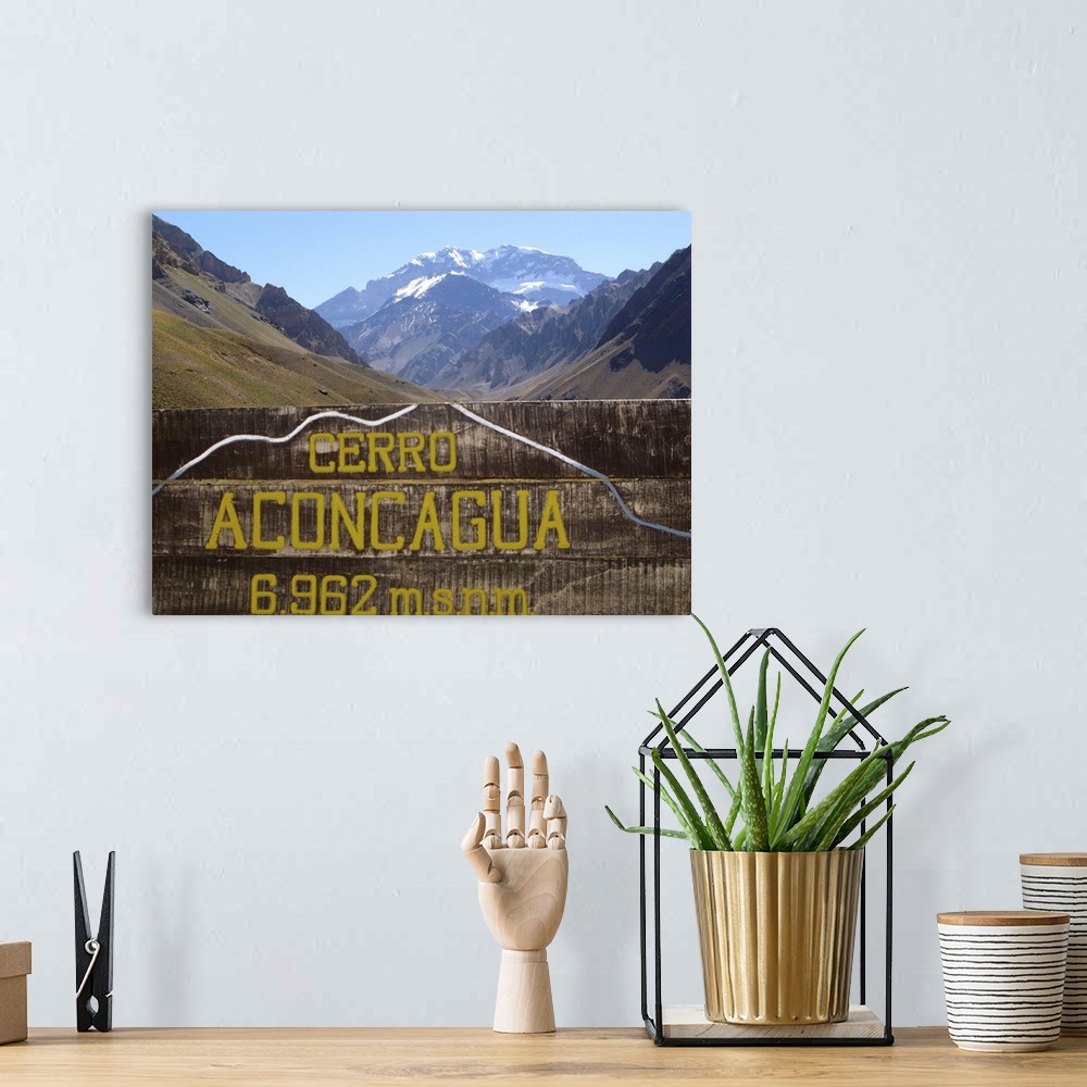 A bohemian room featuring Horcones valley leading to the Aconcagua base camp- Aconcagua peak in the far background.  Laguna...