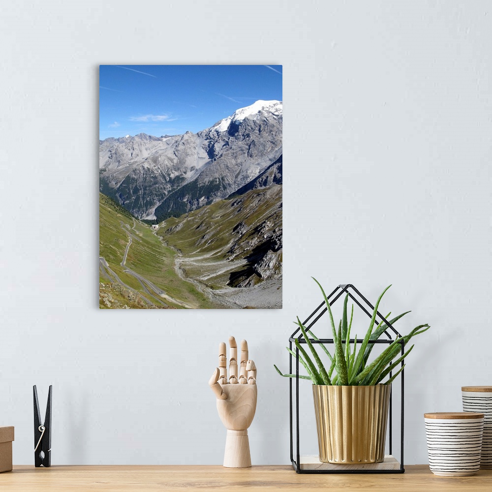 A bohemian room featuring Western side of Passo dello Stelvio, Stelvio Pass, 2757 m (9045 feet) is the highest paved mounta...