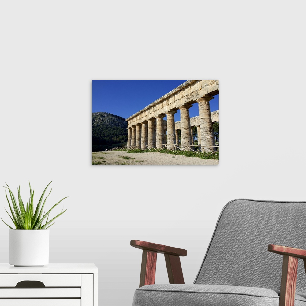 A modern room featuring Segesta Greek ruins, Sicily, Italy.