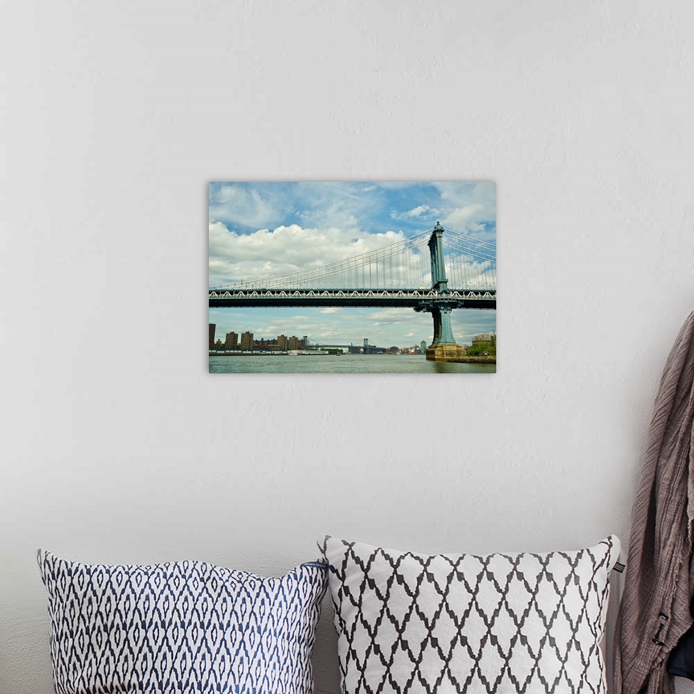 A bohemian room featuring Usa, NY, Brooklyn: Manhattan bridge seen from DUMBO