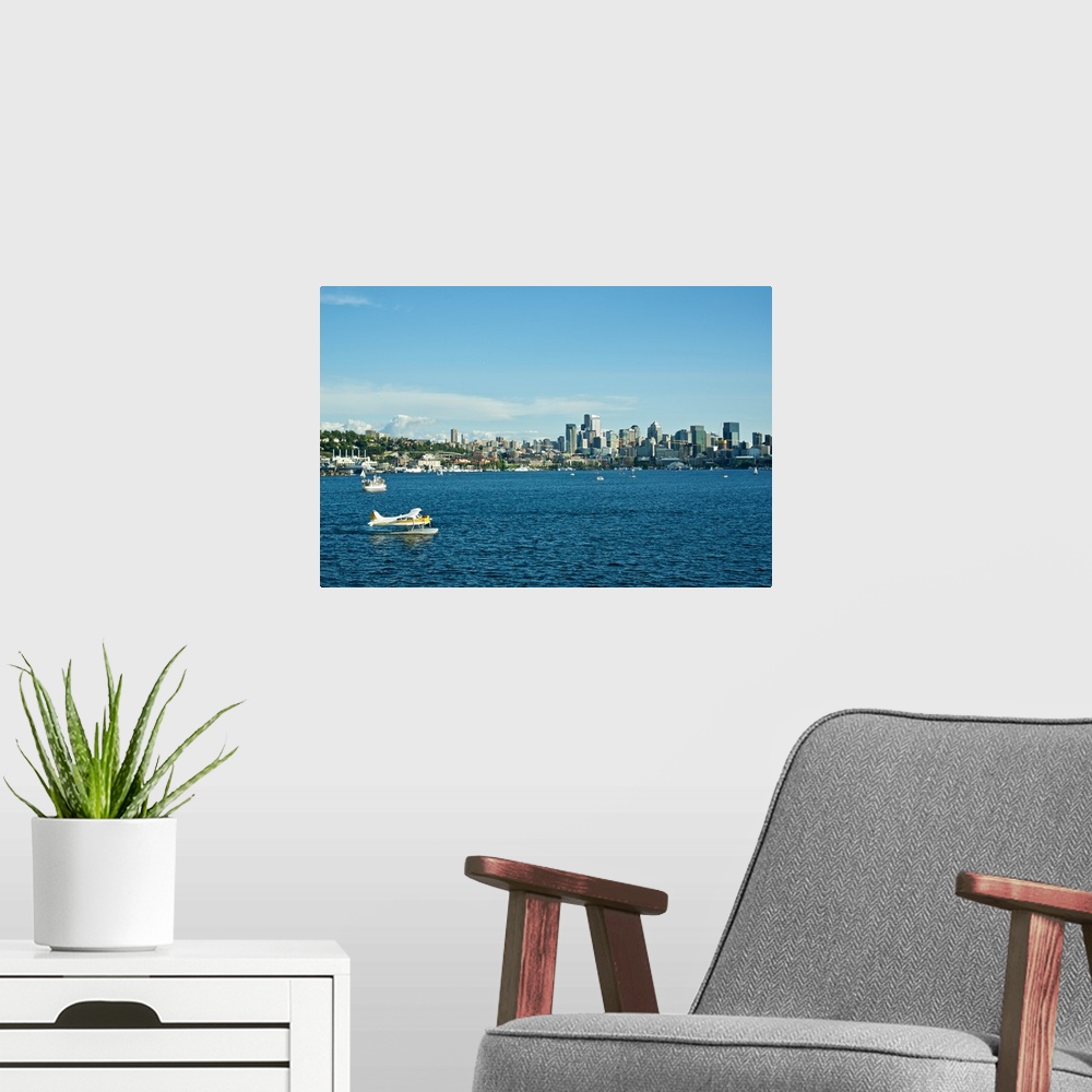 A modern room featuring Usa, Washington State, Seattle: Lake Union and Downtown view from Gas Works Park
