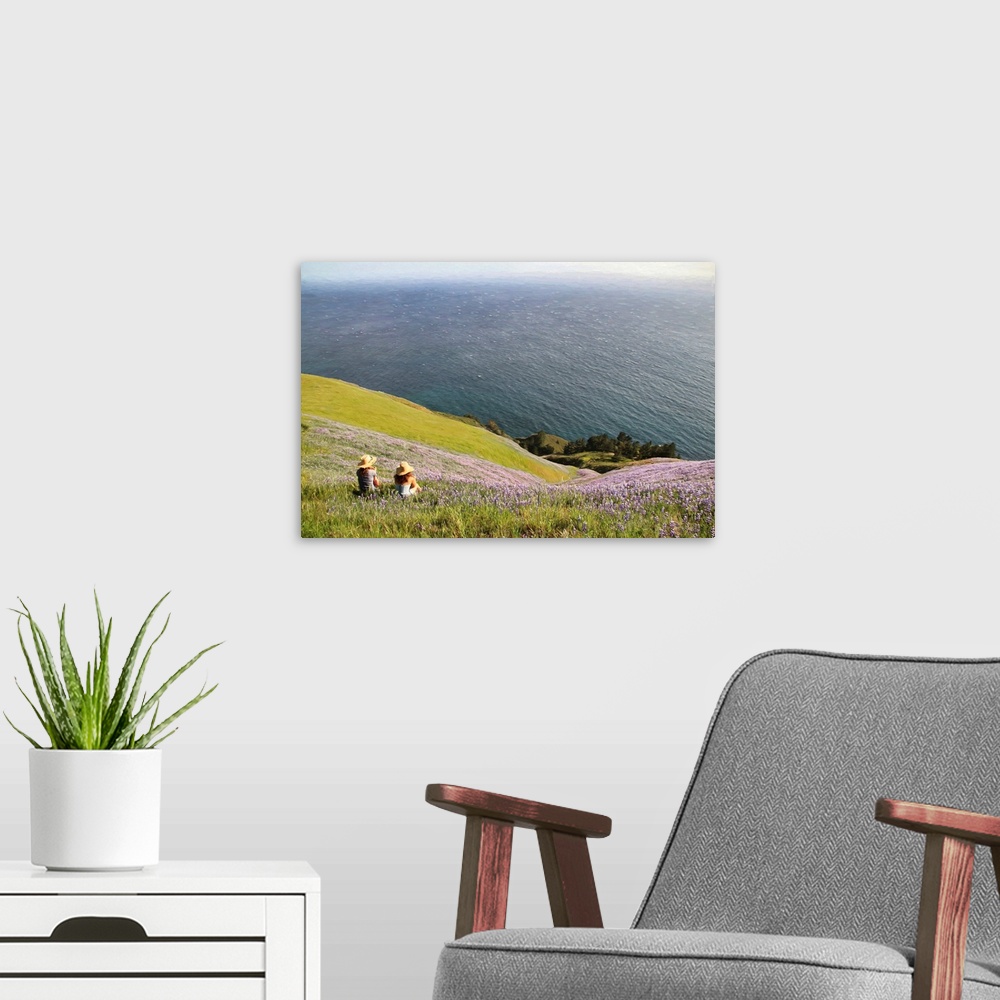 A modern room featuring In the spring, the hills of Big Sur burst with the beautiful colors of lupine. Big Sur has been c...