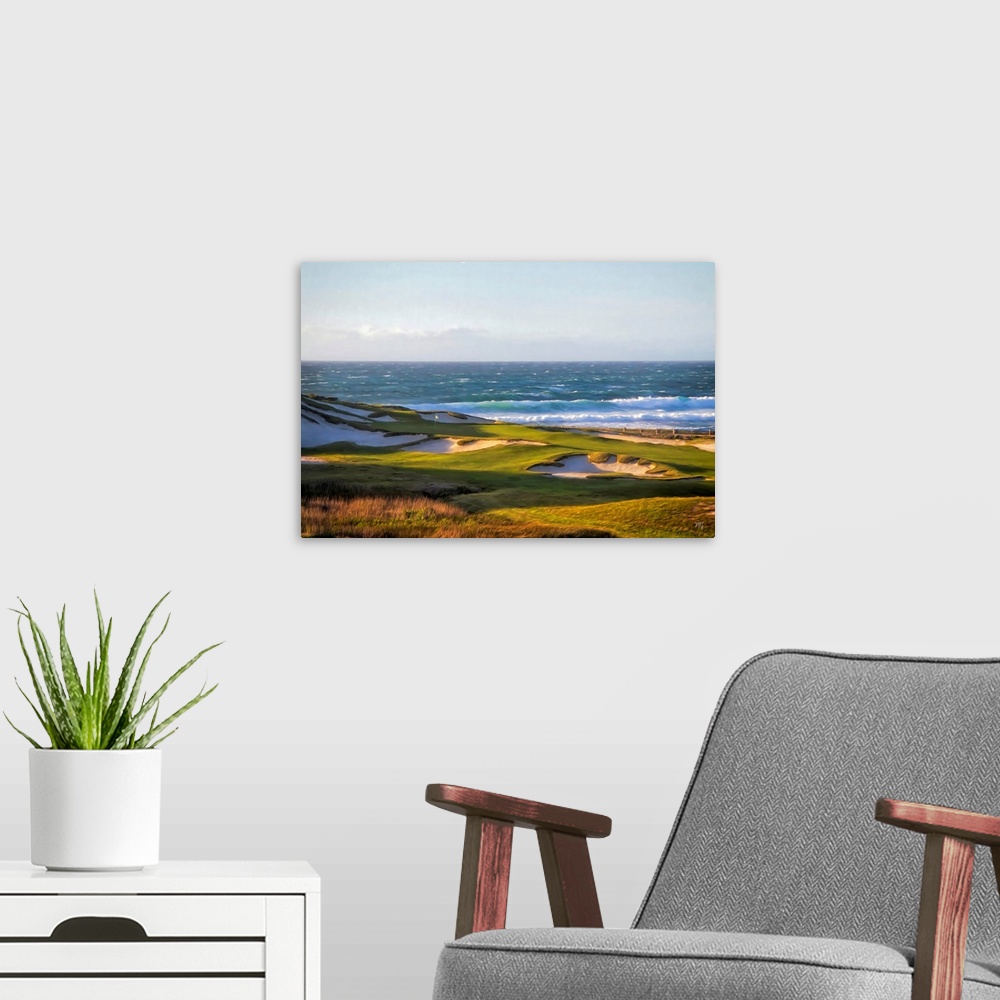 A modern room featuring The Monterey Peninsula features many world-class golf courses. This one is just off the 17 Mile D...