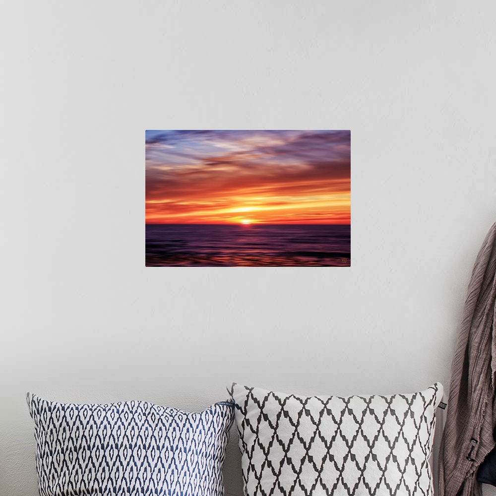 A bohemian room featuring A spectacular ocean sunset in Carmel, California. Michael Lynberg's stunning works of photo-impre...