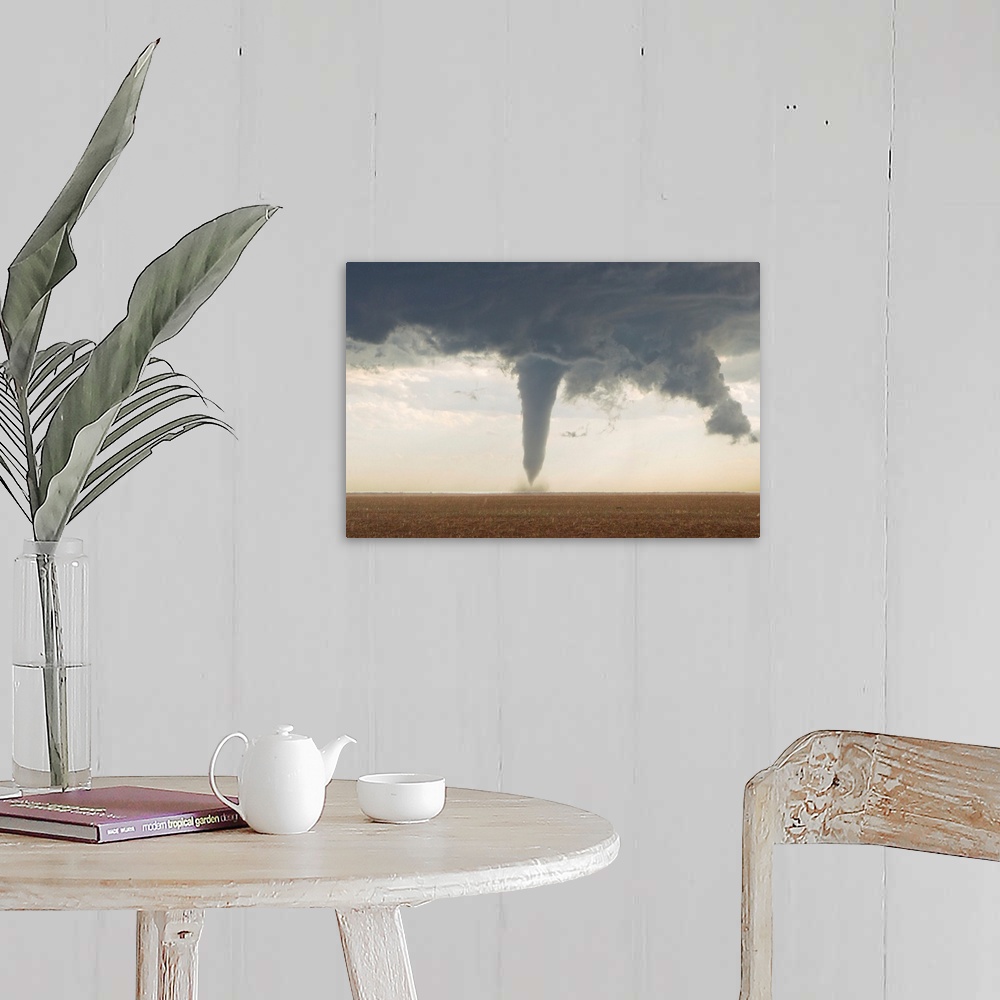 A farmhouse room featuring A classic spring tornado developed from a supercell thunderstorm.