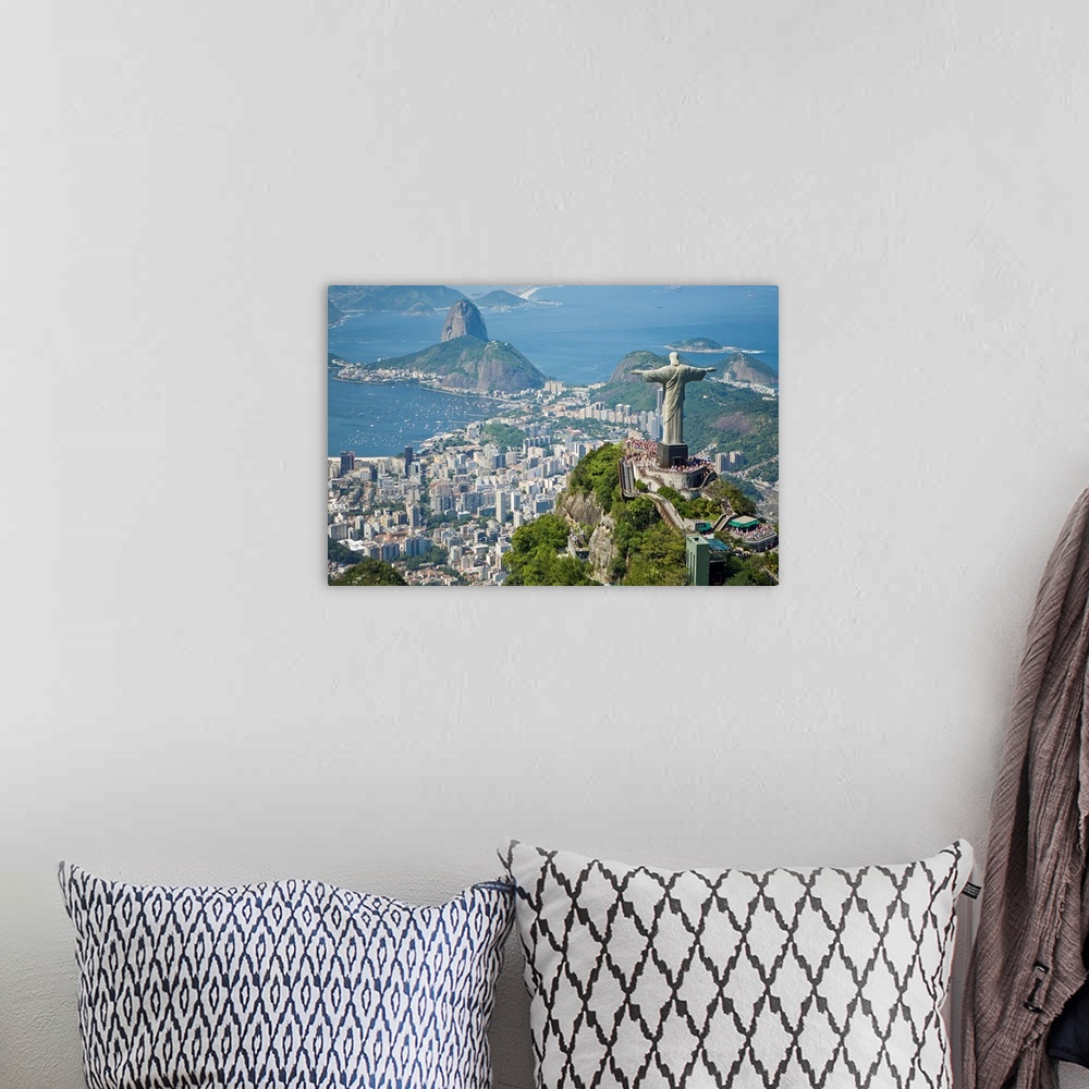 A bohemian room featuring Aerial of the Christ the Redeemer statue overlooking Rio de Janeiro.