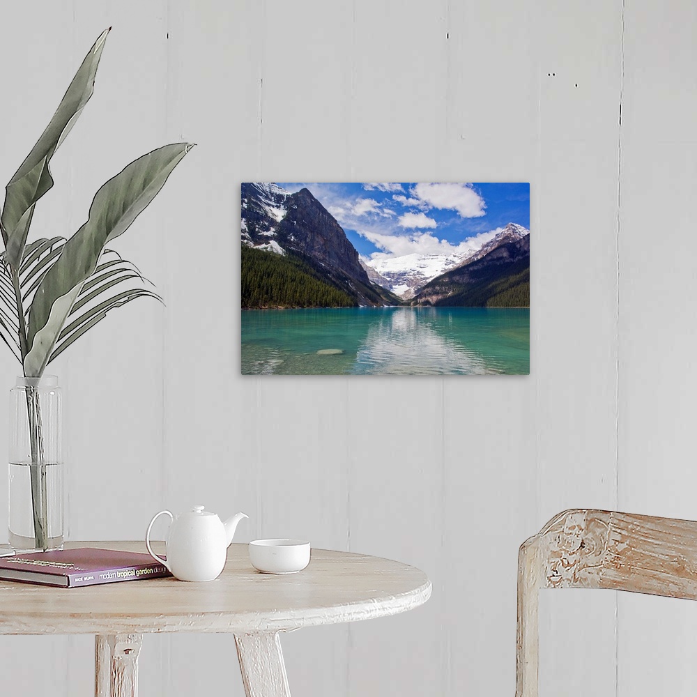 A farmhouse room featuring Clear, clean water and majestic mountain scenery at Lake Louise.