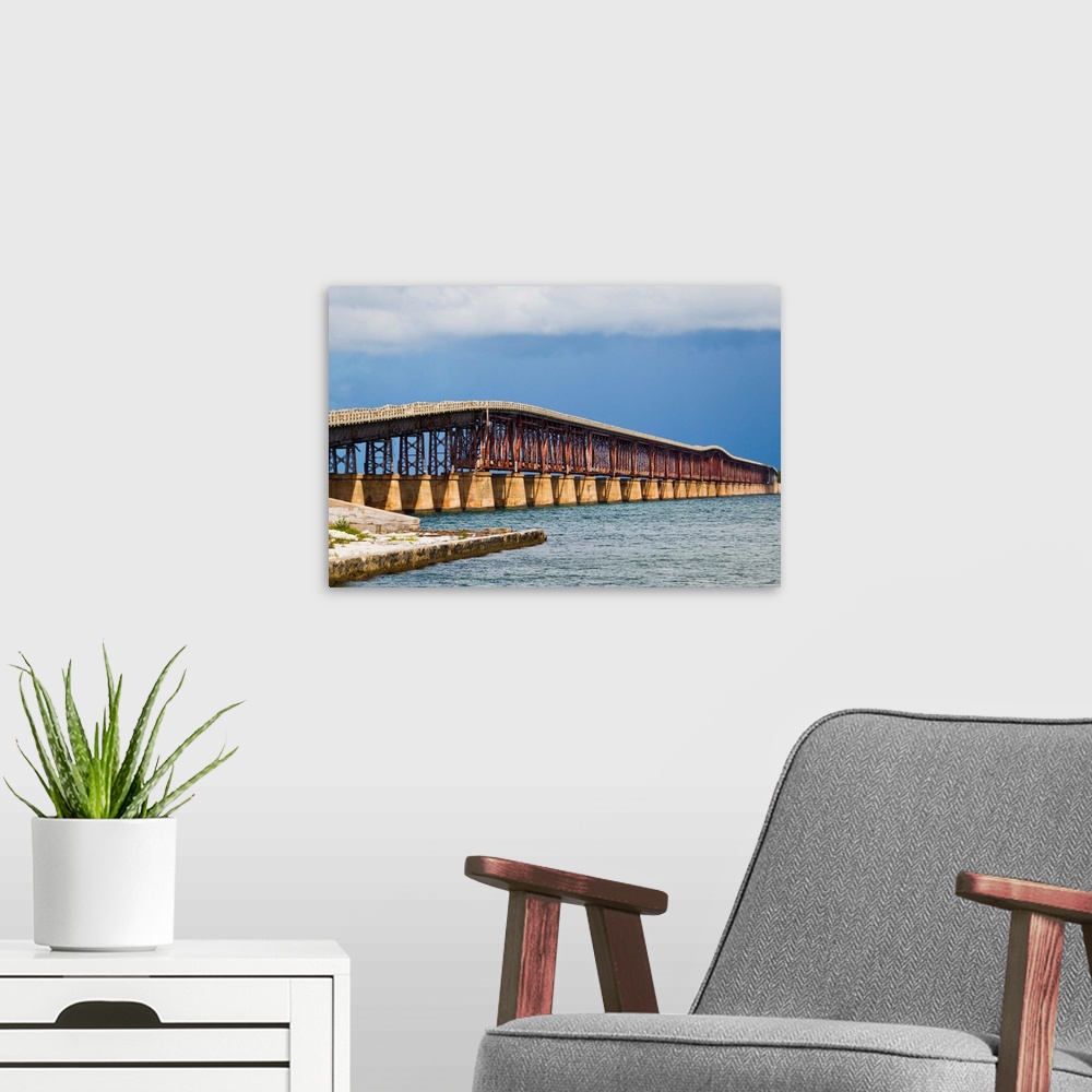 A modern room featuring The old and retired Bahia Honda Bridge was built by Henry Flagler as part of the Overseas Railroa...