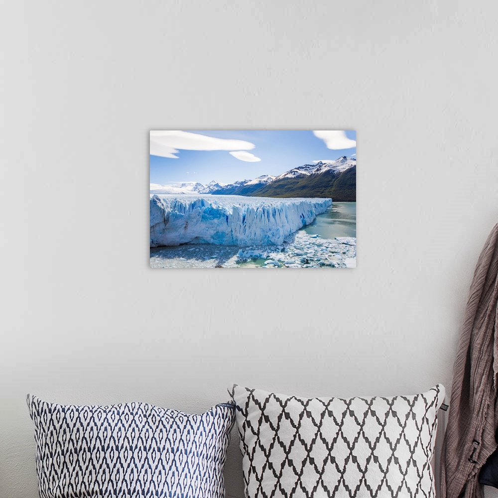 A bohemian room featuring View of the massive Perito Moreno glacier in Los Glaciares National Park.