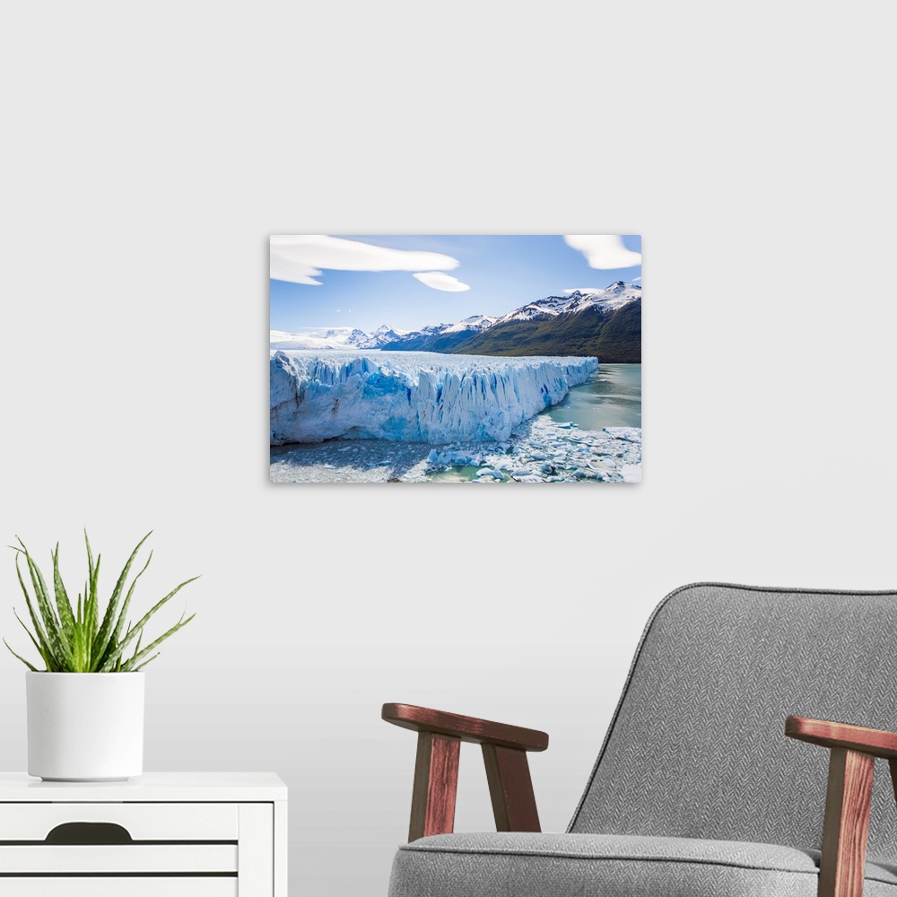 A modern room featuring View of the massive Perito Moreno glacier in Los Glaciares National Park.