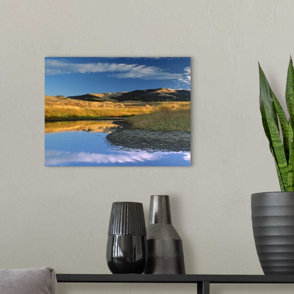 A modern room featuring Absaroka Range and Slough Creek, Yellowstone National Park, Wyoming