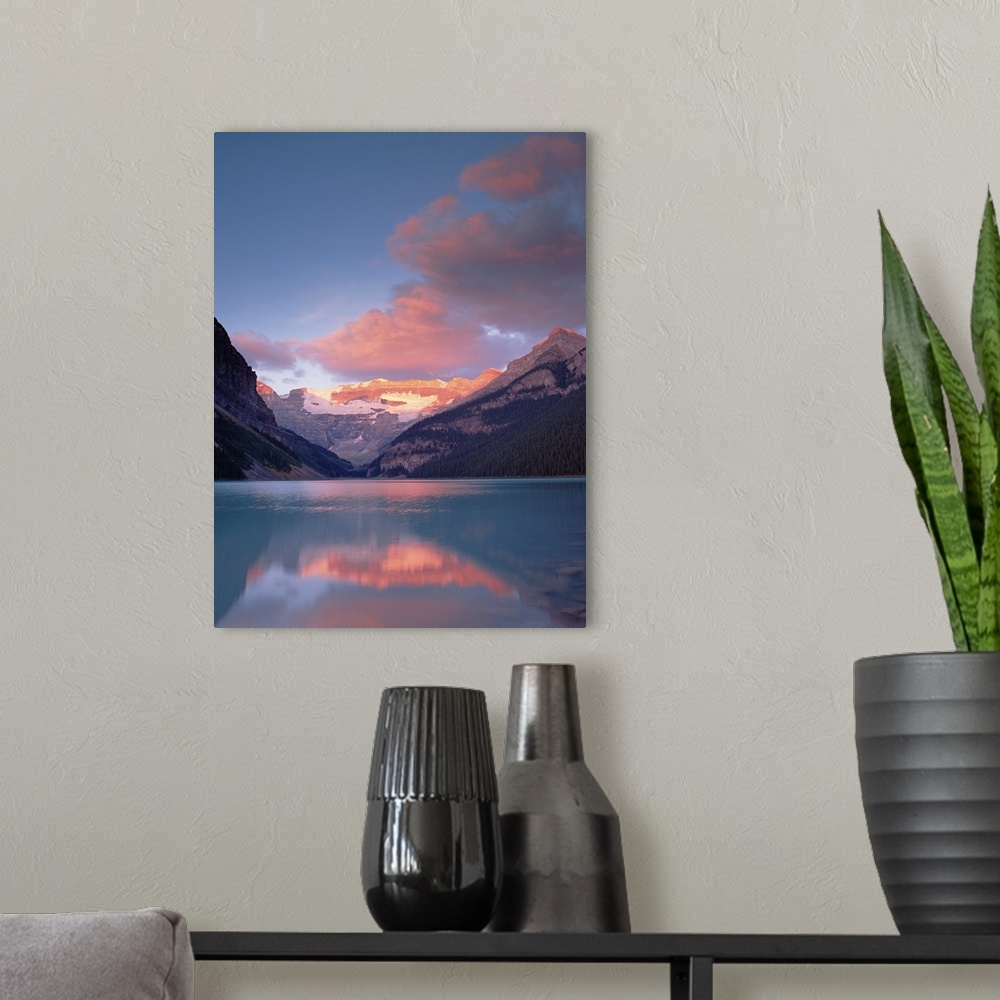 A modern room featuring Alpenglow, Lake Louise and Victoria Glacier, Banff National Park, Alberta, Canada