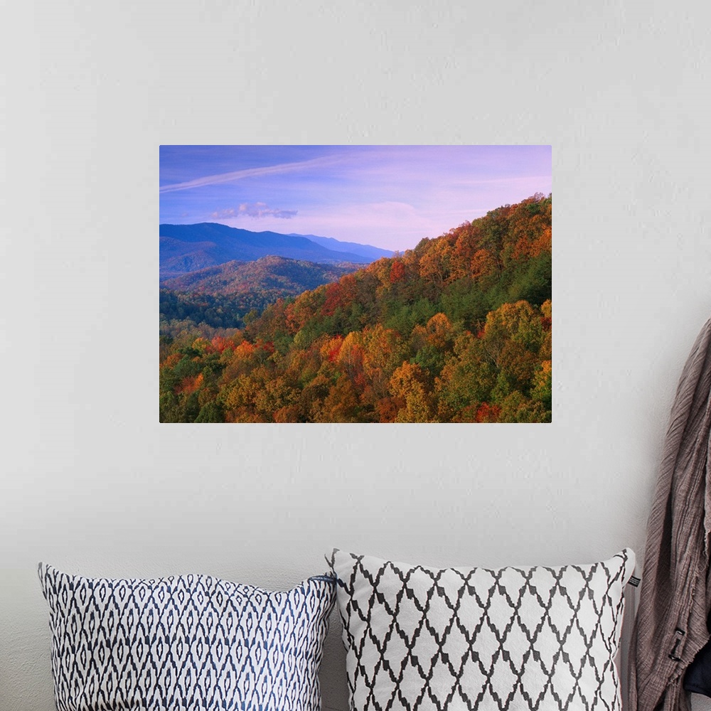 A bohemian room featuring Appalachian Mountains ablaze with fall color, Great Smoky Mountains National Park