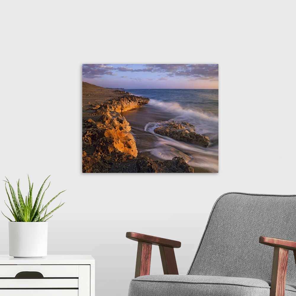 A modern room featuring Beach at dusk, Blowing Rocks Preserve, Florida