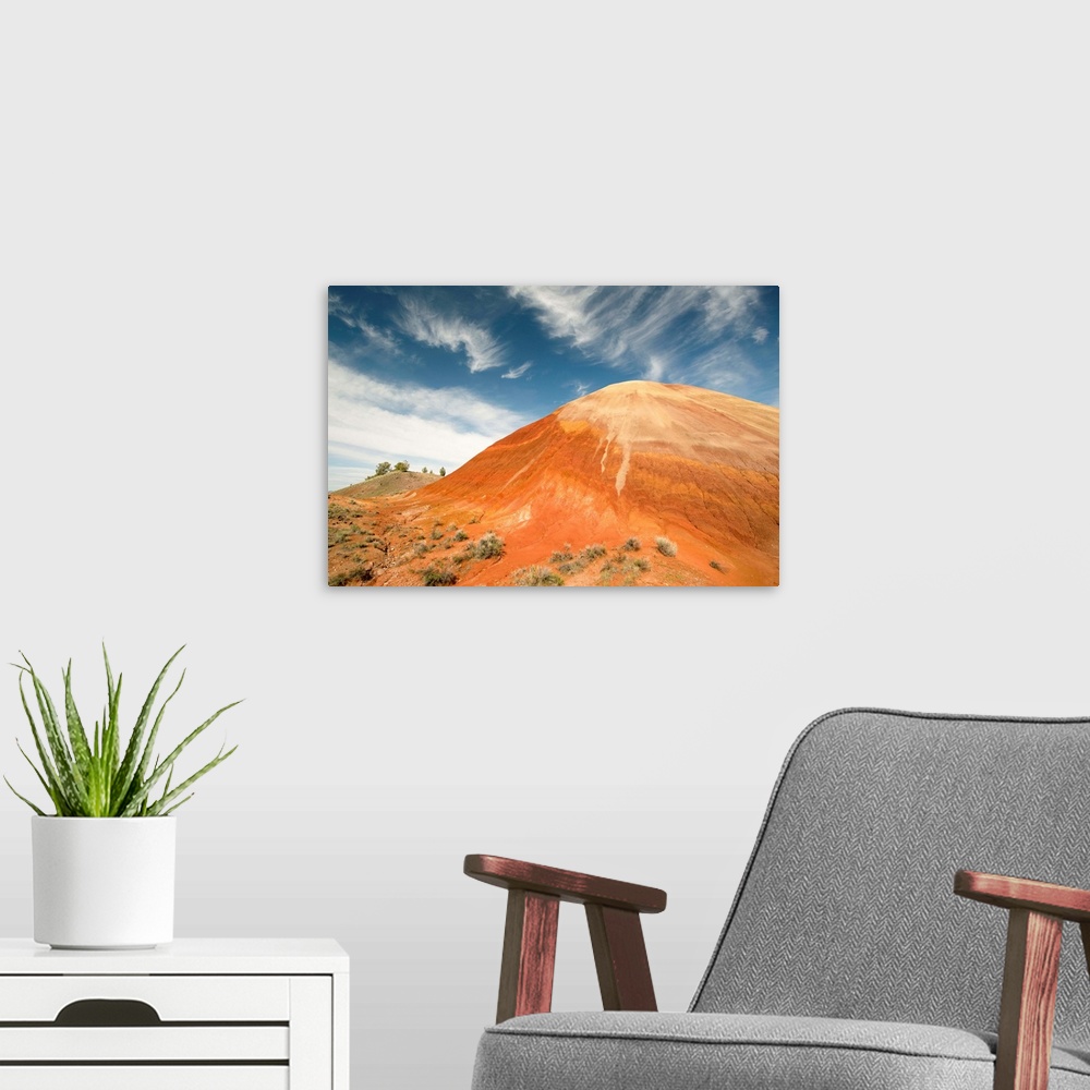 A modern room featuring Painted Hills, colorful Bentonite clay deposits, John Day Fossil Beds National Monument, central ...