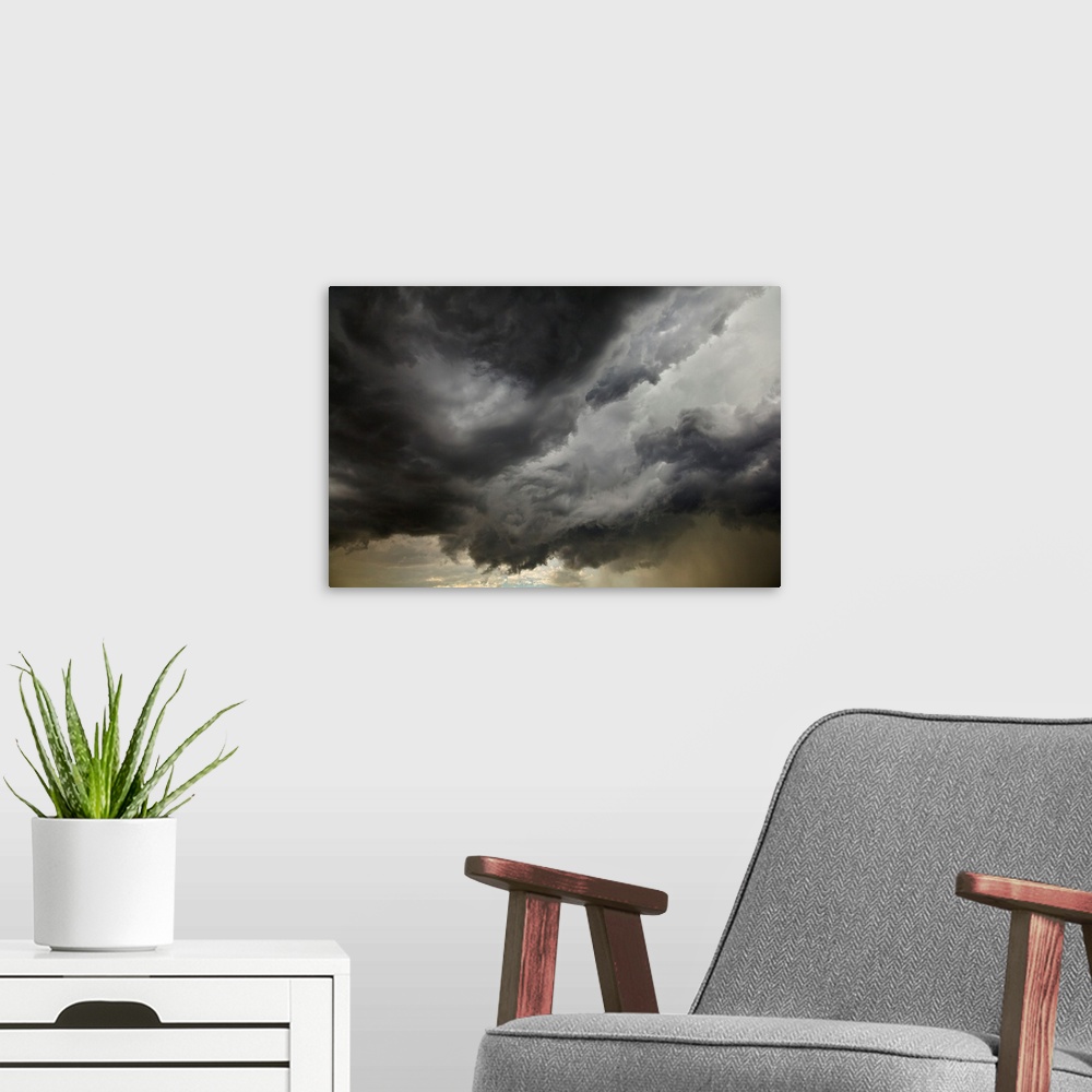 A modern room featuring Billowing Clouds at Sunset North Dakota