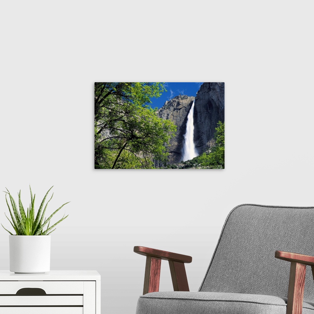 A modern room featuring Bridal Veil Falls, Yosemite National Park, California