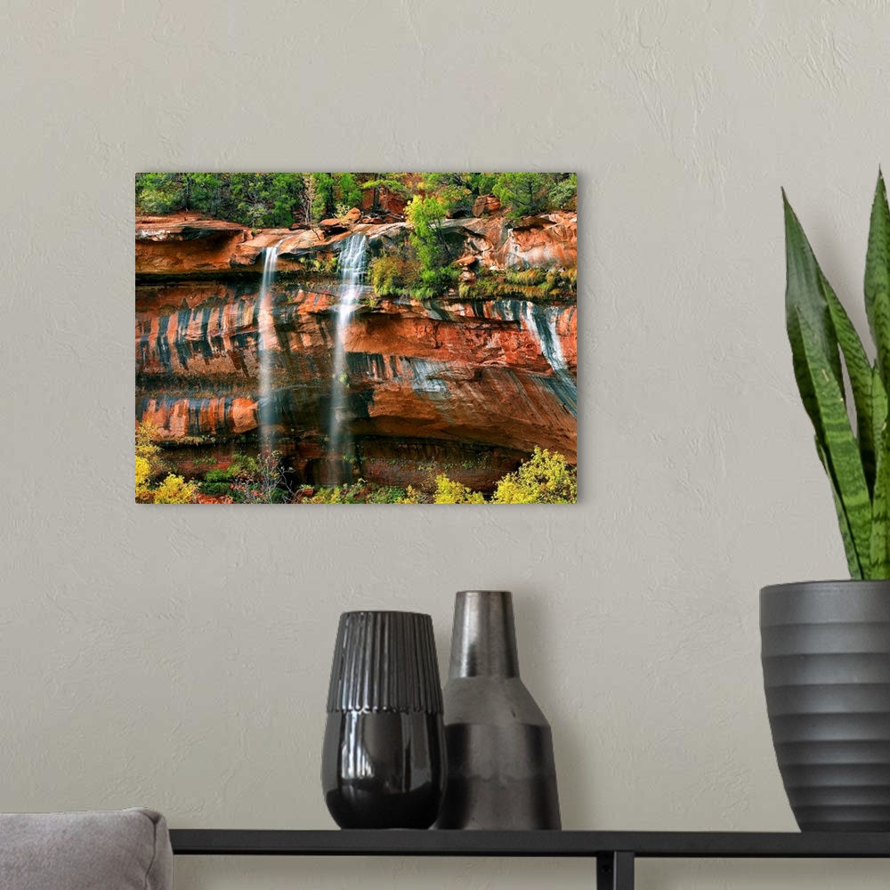 A modern room featuring Cascades at Emerald Pools, Zion National Park, Utah