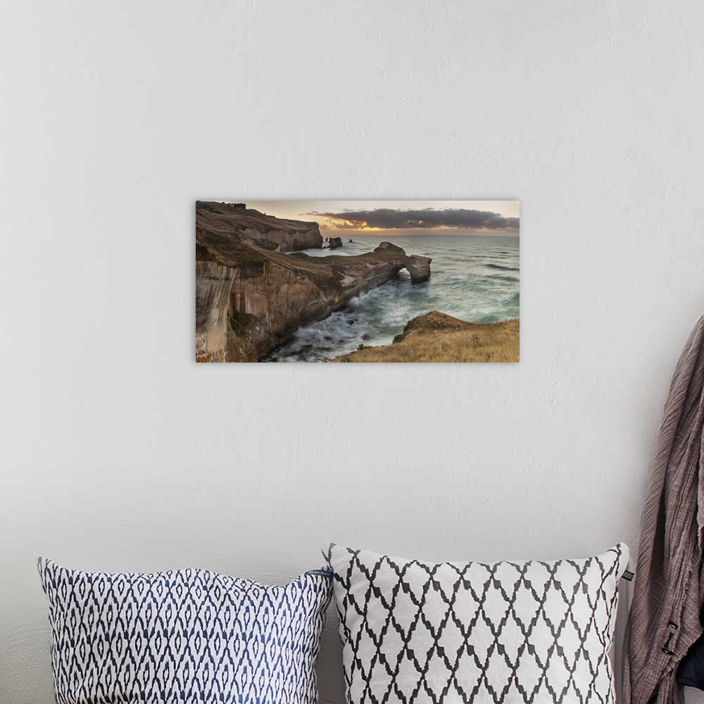 A bohemian room featuring Coastal cliffs, Tunnel Beach, Otago Peninsula, Otago, New Zealand.