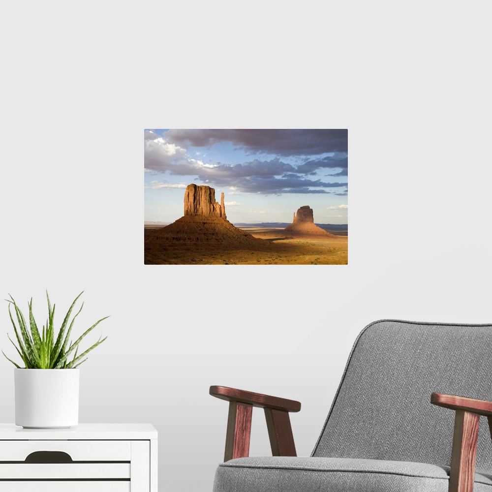 A modern room featuring East and West Mittens, Monument Valley, Arizona