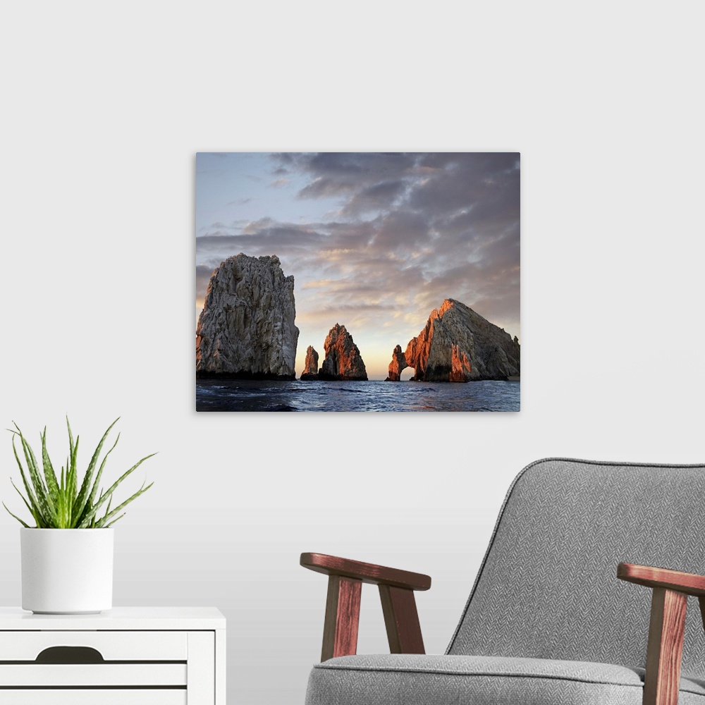 A modern room featuring El Arco and sea stacks, Cabo San Lucas, Mexico