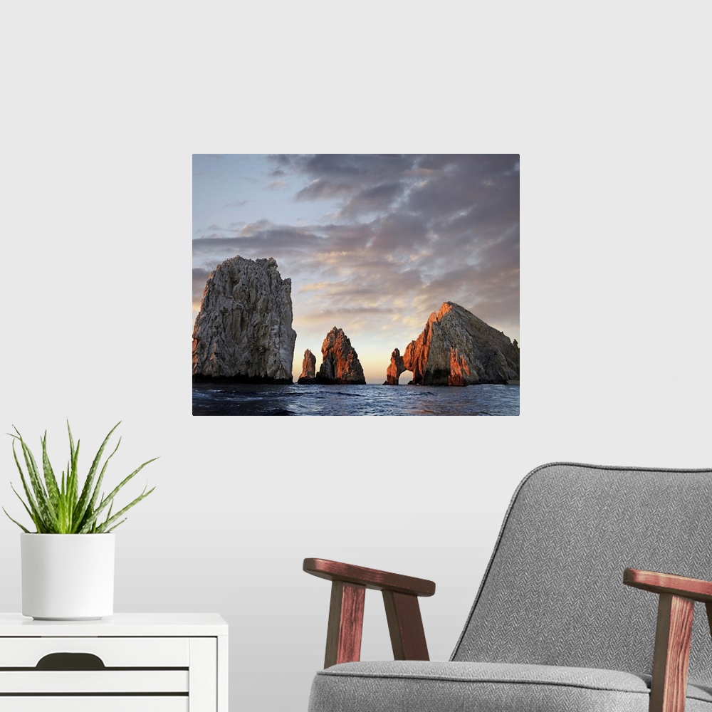 A modern room featuring El Arco and sea stacks, Cabo San Lucas, Mexico