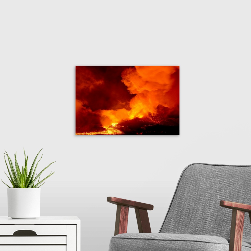 A modern room featuring Eruption of Tolbachik Volcano, Kamchatka, Russia