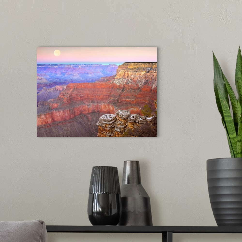A modern room featuring Amazing landscape photograph of the famous Southwest American canyon the captures a wide variety ...