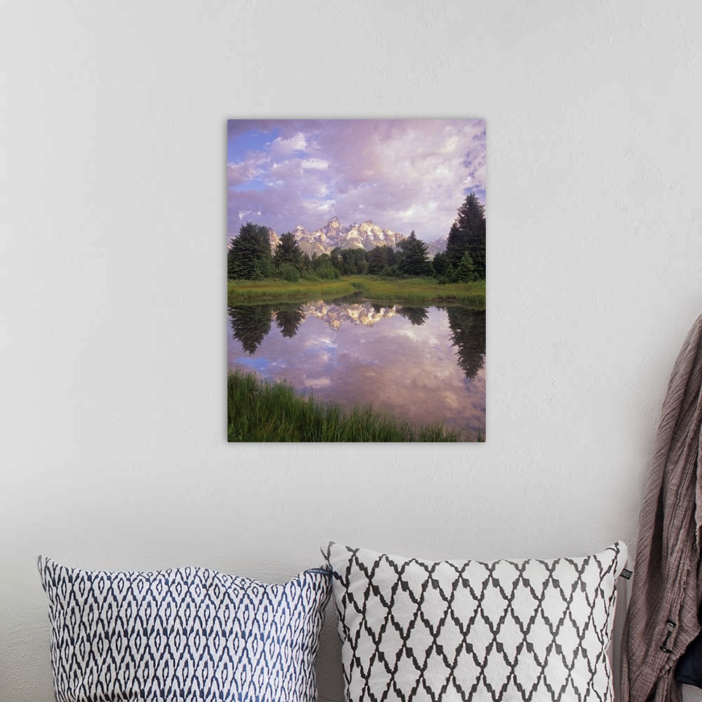A bohemian room featuring Grand Tetons from Schwabacher Landing, Grand Teton National Park, Wyoming