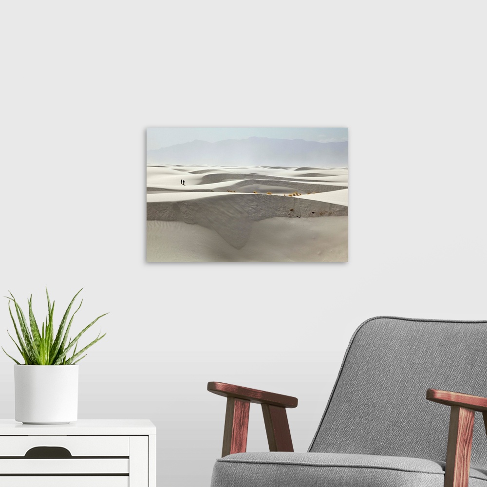 A modern room featuring Hikers and Gypsum Dunes White Sands National Monument New Mexico