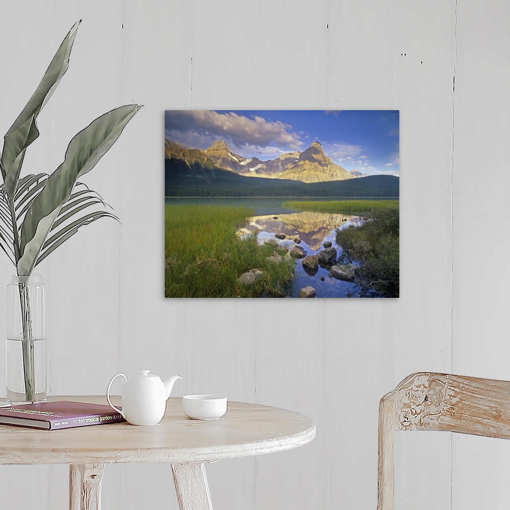 A farmhouse room featuring Howse Peak and Mount Chephren, Waterfowl Lake, Banff National Park, Alberta, Canada