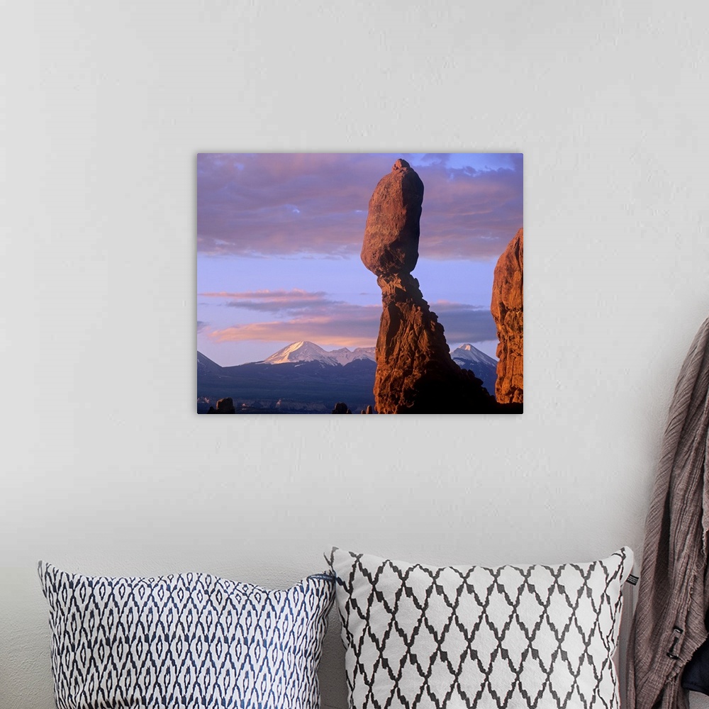 A bohemian room featuring La Sal Mountains and Balanced Rock, Arches National Park, Utah