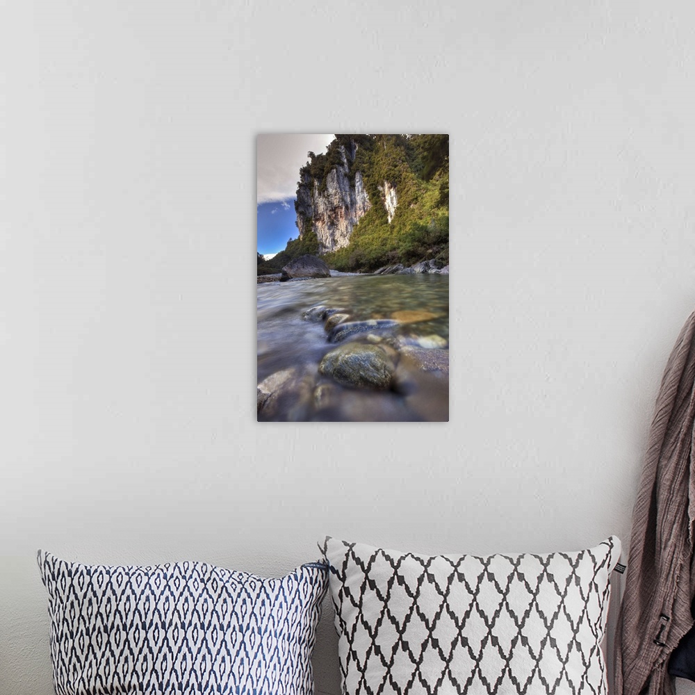 A bohemian room featuring Limestone cliffs,  Fox river, Paparoa National Park, West Coast, New Zealand