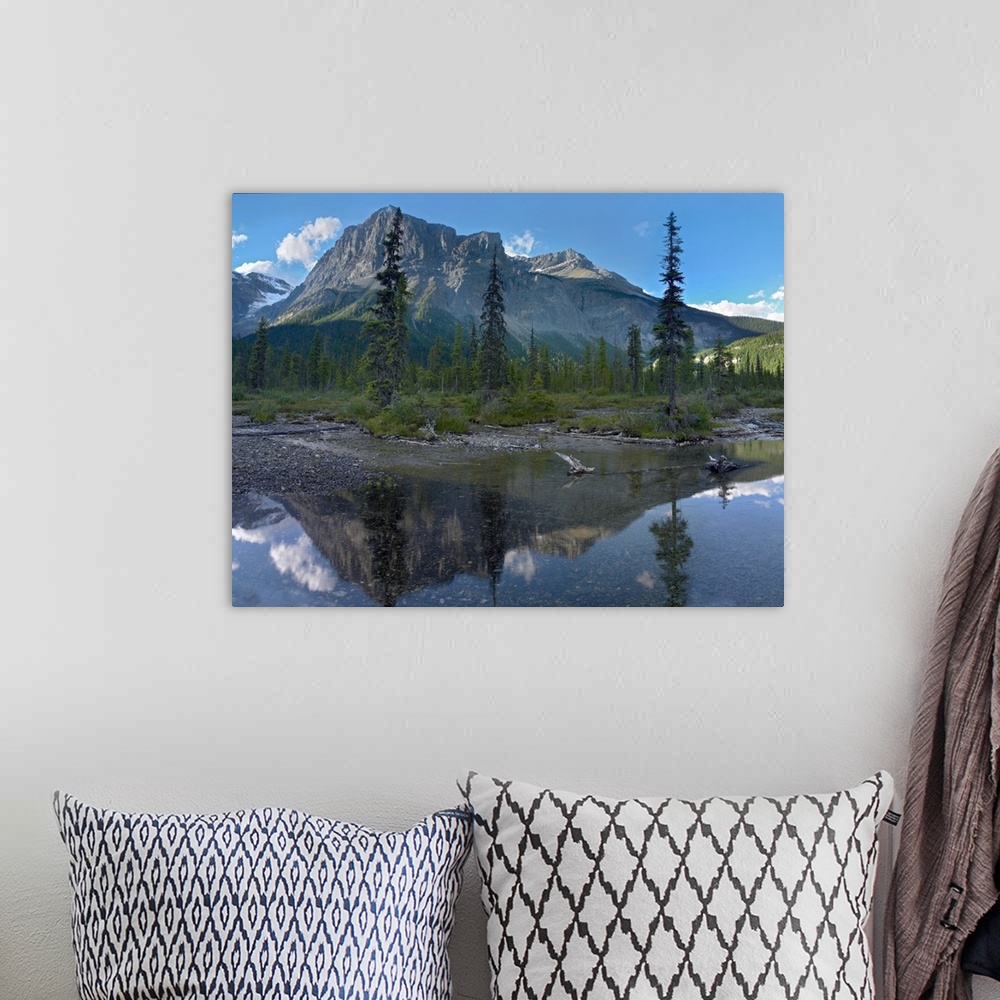 A bohemian room featuring Michael Peak reflection, Emerald Lake, Yoho National Park, British Columbia, Canada