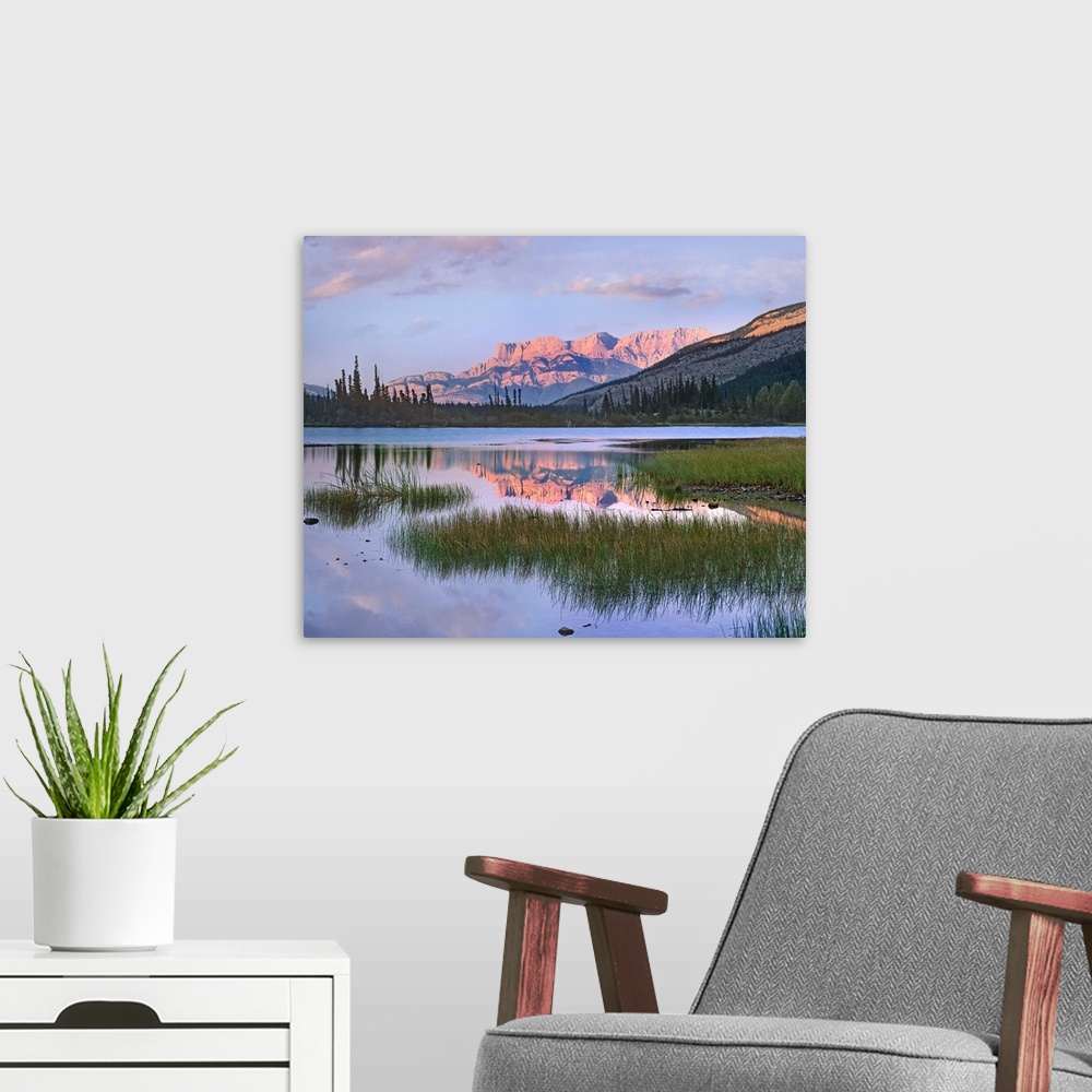 A modern room featuring Miette Range and Talbot Lake, Jasper National Park, Canada