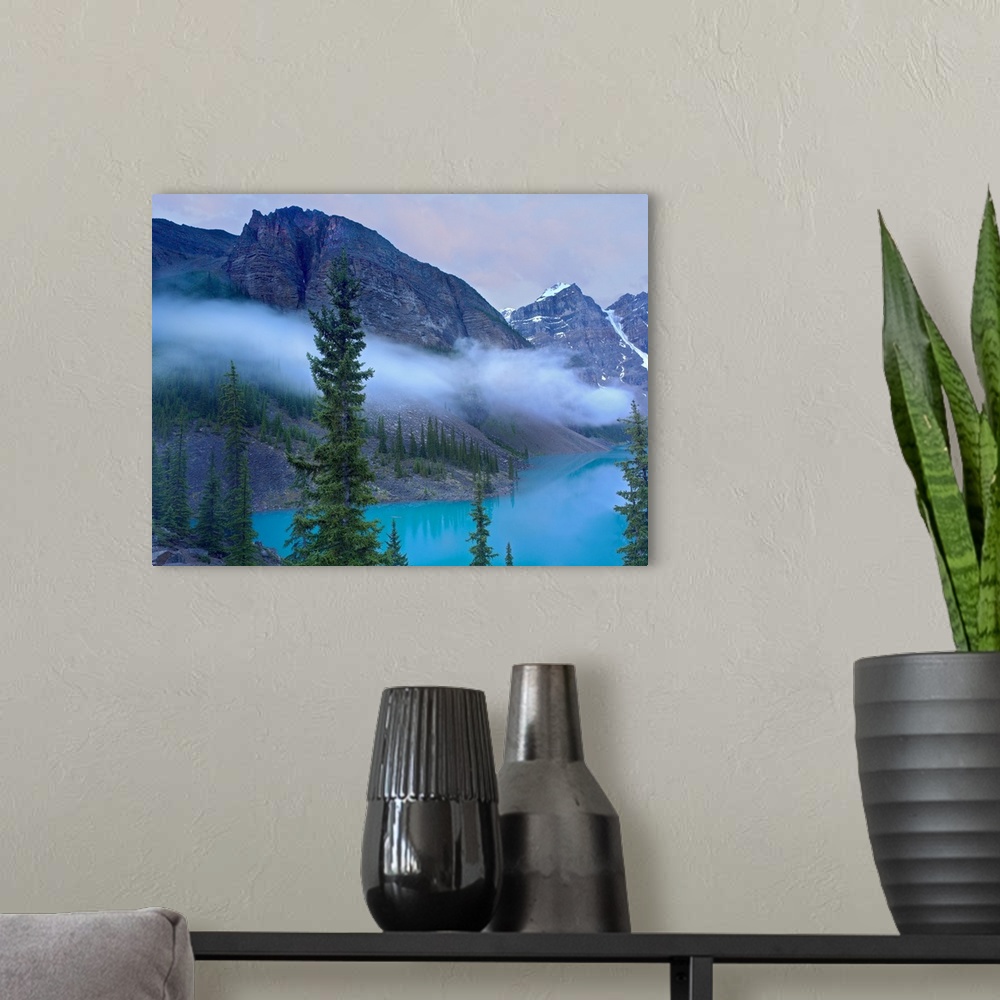 A modern room featuring Moraine Lake in the Valley of Ten Peaks, Banff National Park, Alberta, Canada