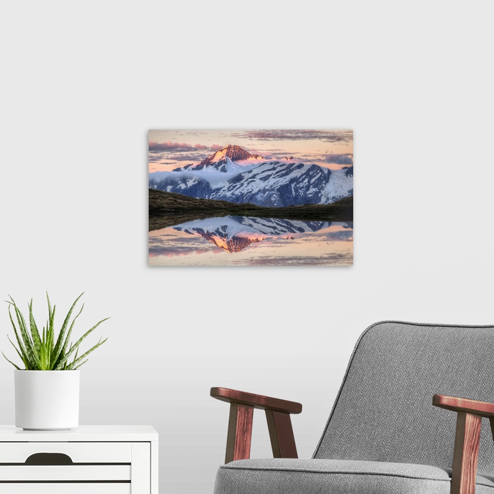 A modern room featuring Mount Aspiring, moonrise over Cascade Saddle, Mount Aspiring National Park, New Zealand