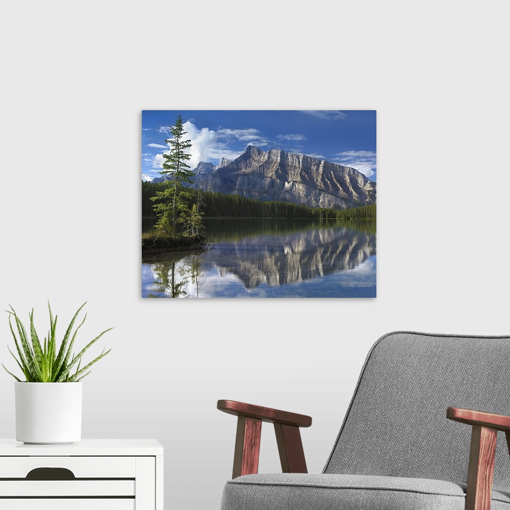 A modern room featuring Tim Fitzharris-7415-Mt Rundle and Johnson Lake Banff NP Alberta.tif