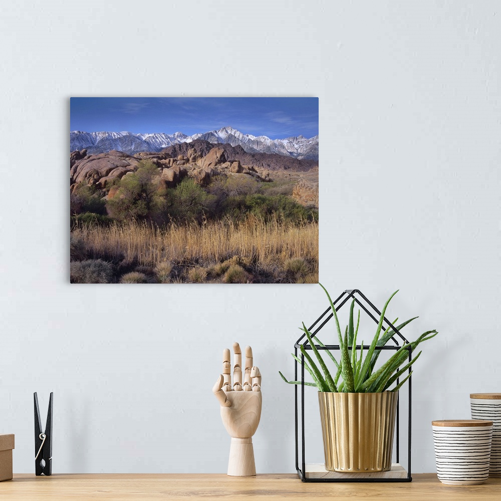 A bohemian room featuring Mount Whitney and the Sierra Nevada from Alabama Hills, California