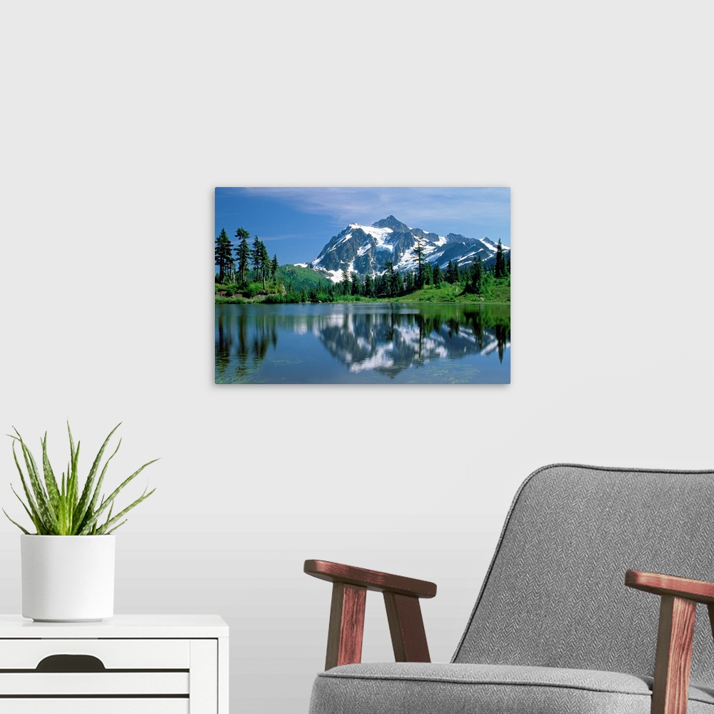 A modern room featuring Mt Shuksan, northern Cascade Mountains, Washington