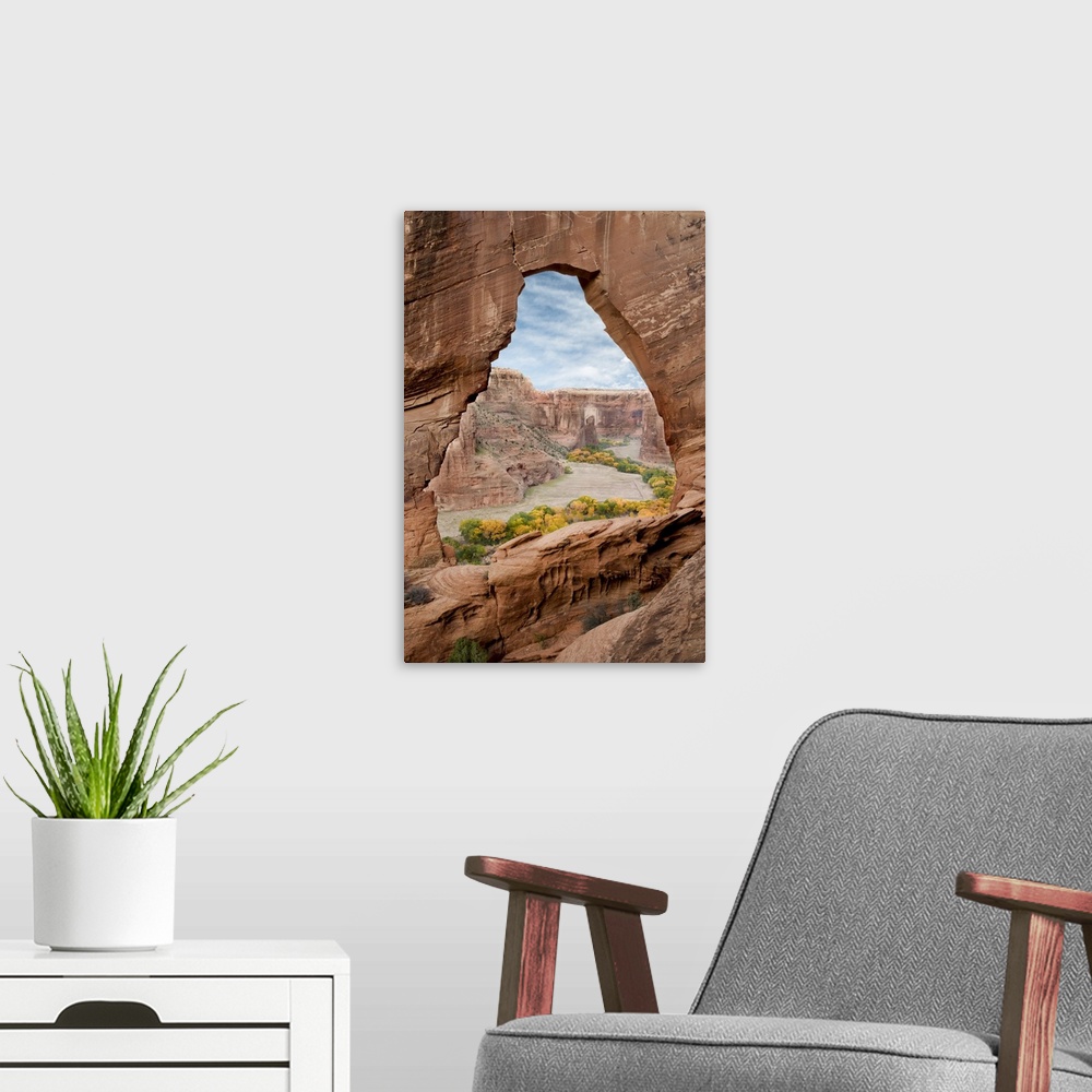 A modern room featuring Natural arch with river valley in the background, Arizona