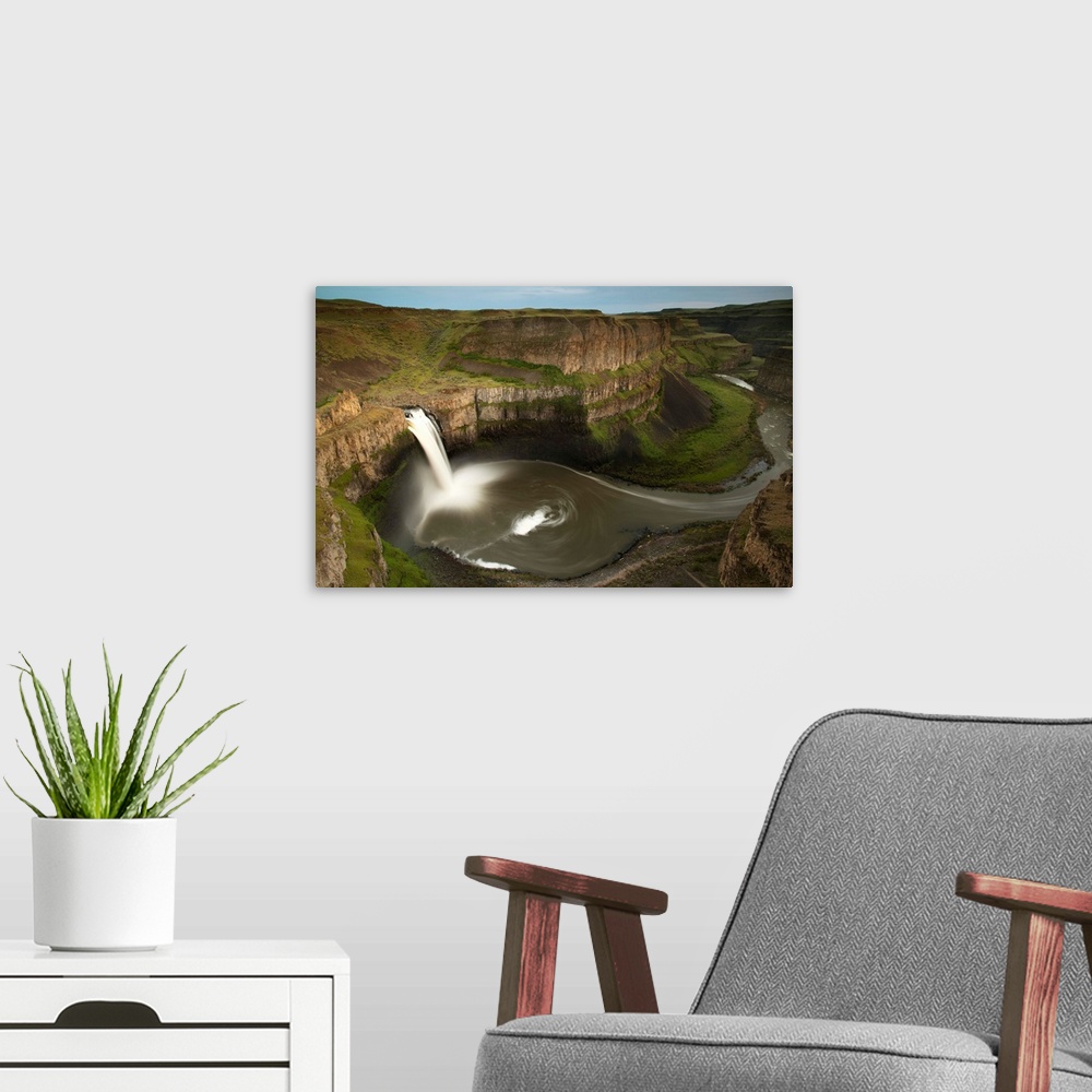 A modern room featuring Palouse Falls, 198 feet high, Palouse River, Washington State, USA, APRIL